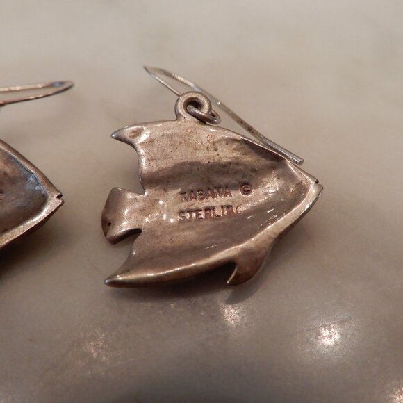 Kabana Tropical Fish Enamel on Silver Dangle Earrings - Picture 3 of 3